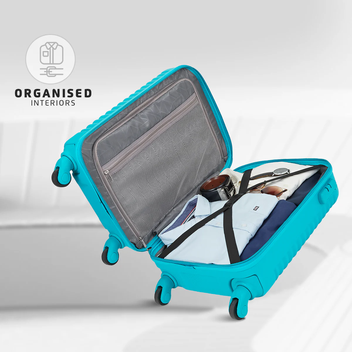Safari Aerodyne Cyan Lightweight Trolley Bag with TSA Lock and Airline Compliant Sizing - Image 13