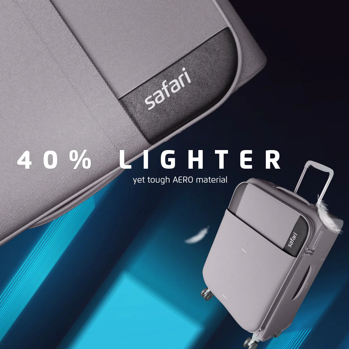 Safari Airpro Set of 3 Grey Lightweight Trolley Bags with 360° Wheels - Image 3