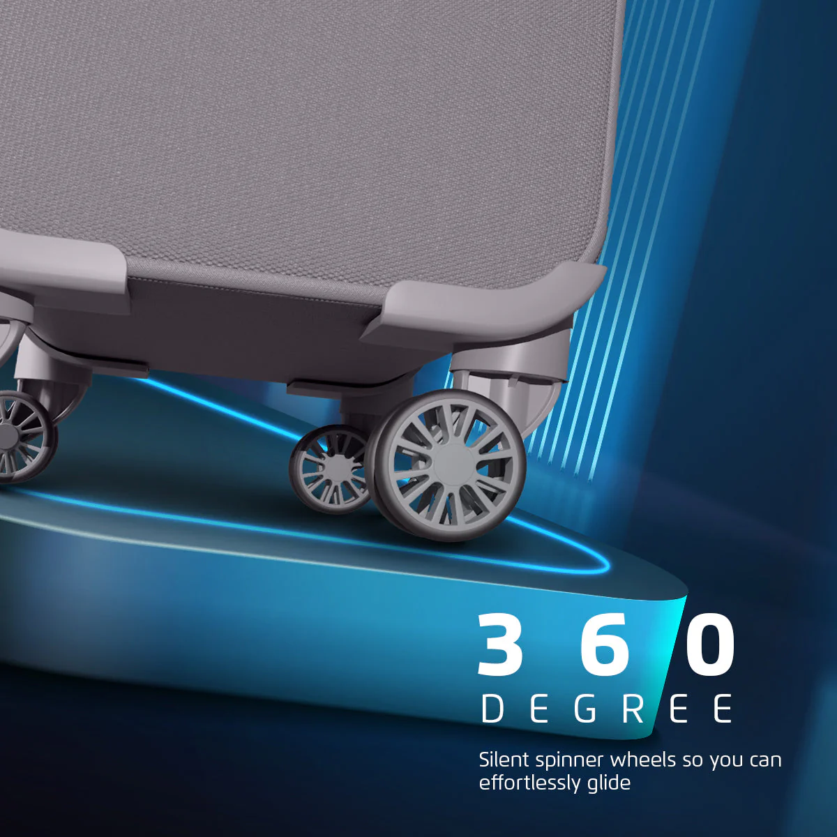 Safari Airpro Set of 3 Grey Lightweight Trolley Bags with 360° Wheels - Image 4