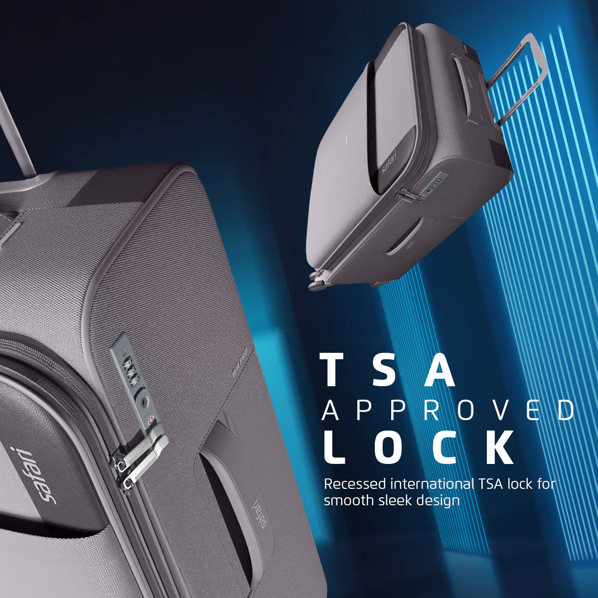 Safari Airpro Set of 3 Grey Lightweight Trolley Bags with 360° Wheels - Image 5