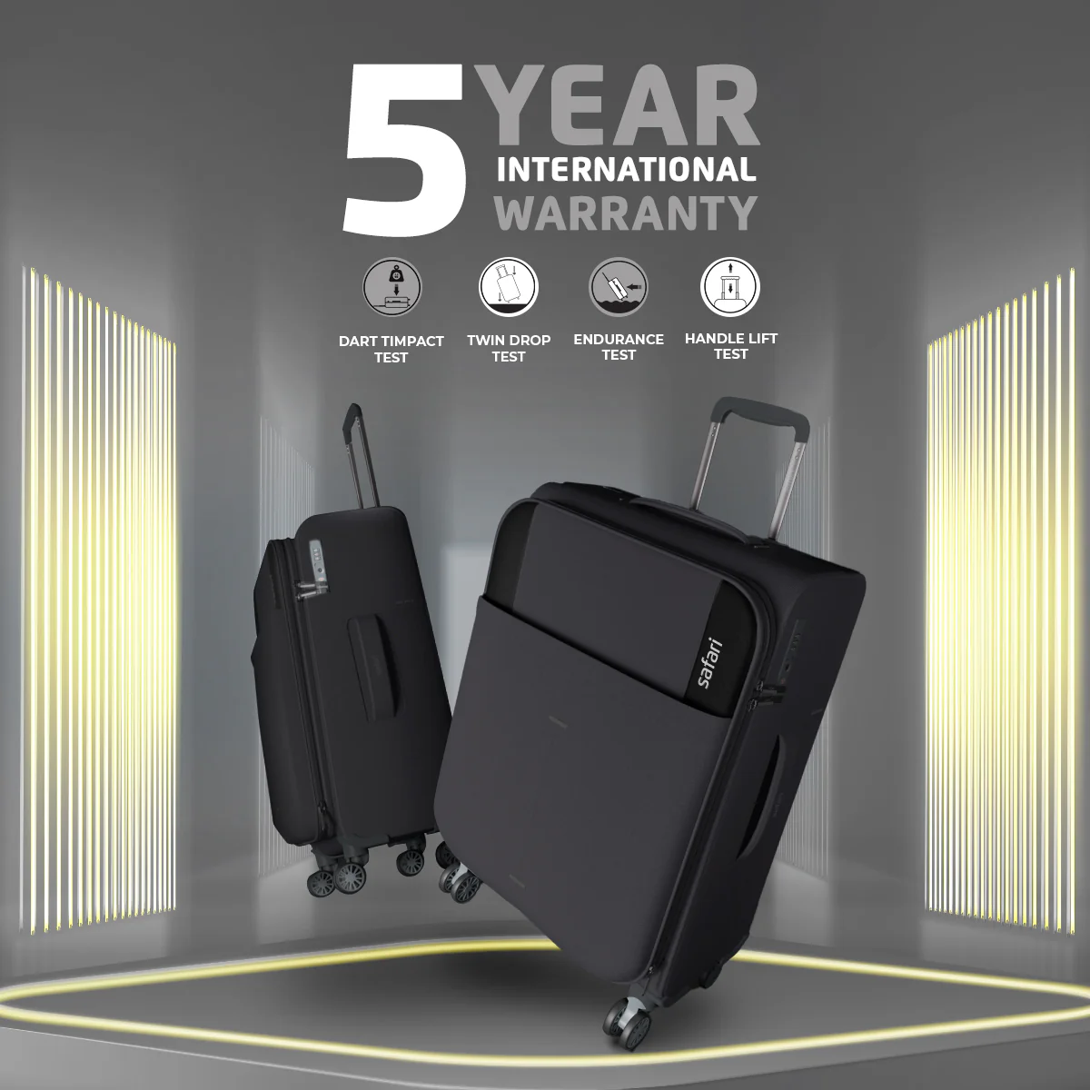 Safari Airpro 40% Lighter Black Trolley Bag with Dual Wheels, Detailed interiors and Expander - Image 8