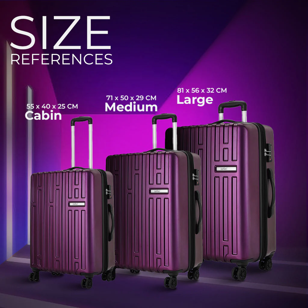 Safari Cargo Max Set of 3 Magenta Purple Expandable Trolley Bags with Dual Wheels & Anti Theft Zipper - Image 10