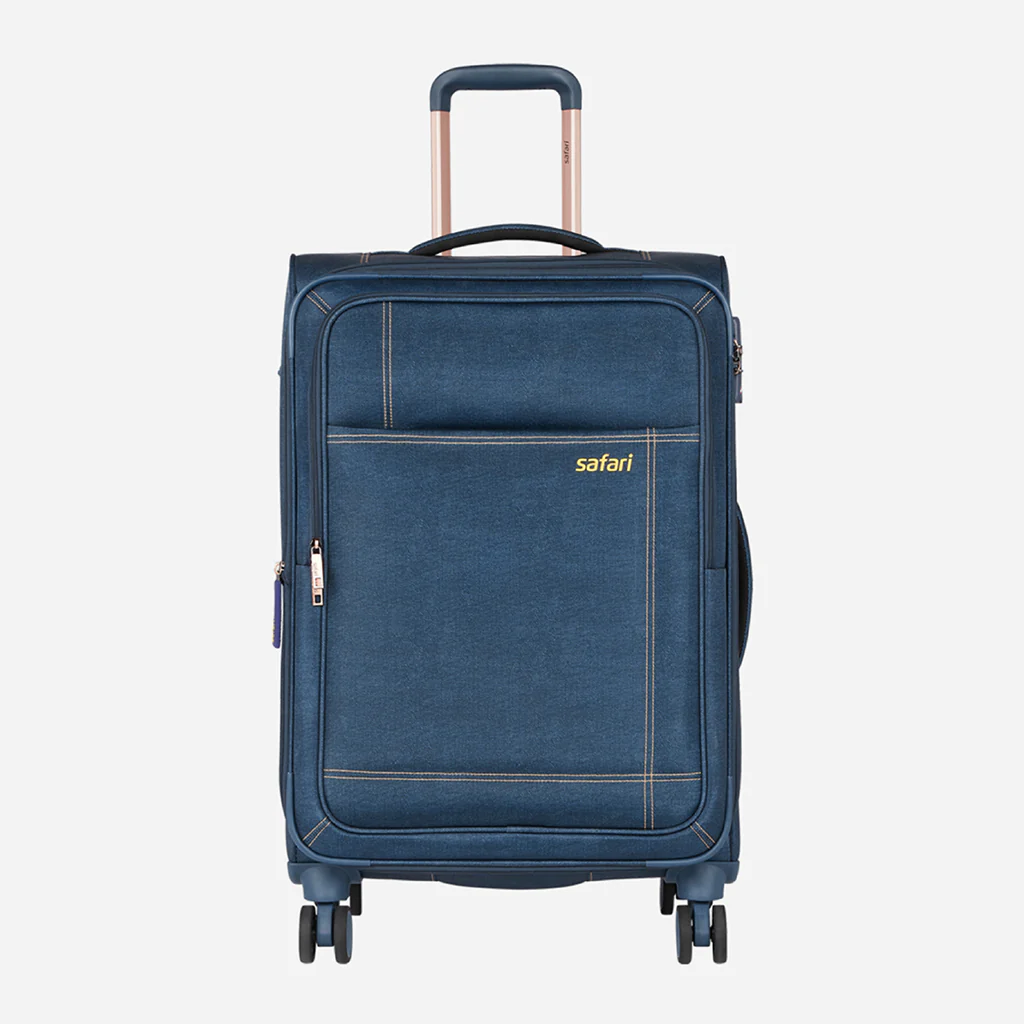 Safari Denim Plus Navy Blue Trolley Bag with Dual Wheels - Image 11