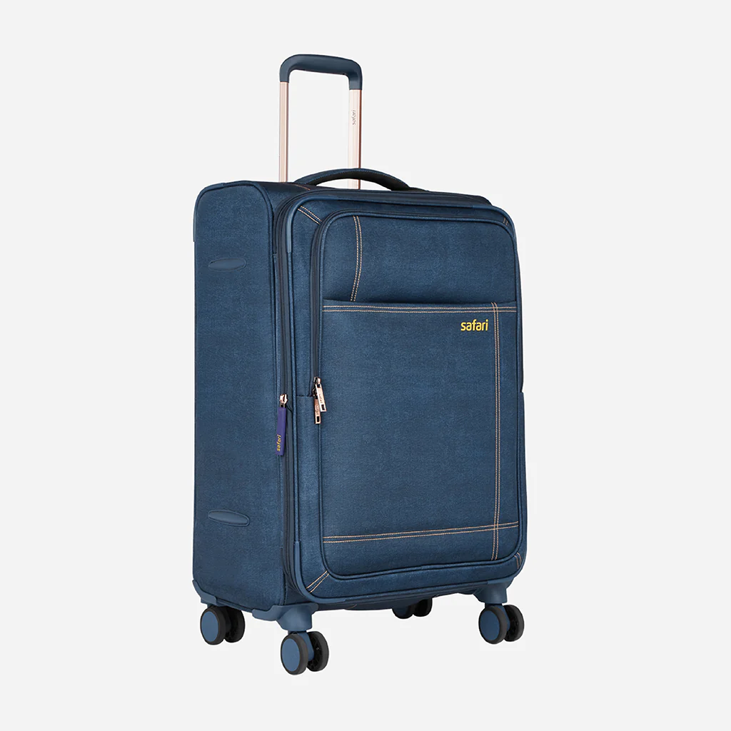 Safari Denim Plus Navy Blue Trolley Bag with Dual Wheels - Image 12