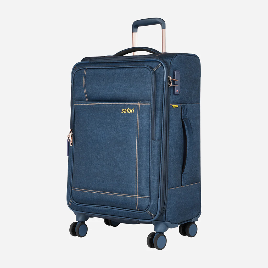 Safari Denim Plus Navy Blue Trolley Bag with Dual Wheels - Image 17