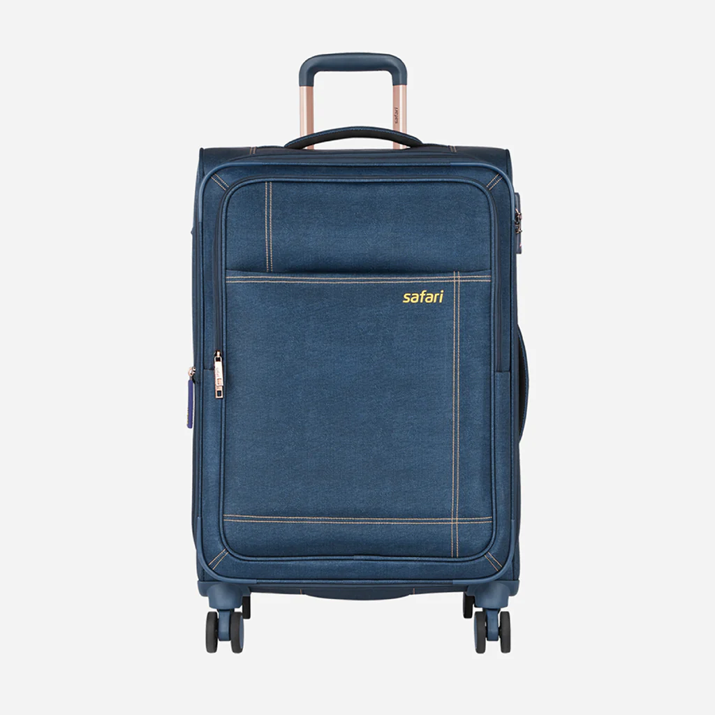 Safari Denim Plus Navy Blue Trolley Bag with Dual Wheels - Image 19