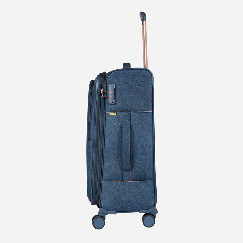 Safari Denim Plus Navy Blue Trolley Bag with Dual Wheels - Image 6