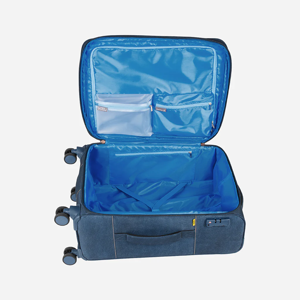 Safari Denim Plus Navy Blue Trolley Bag with Dual Wheels - Image 8