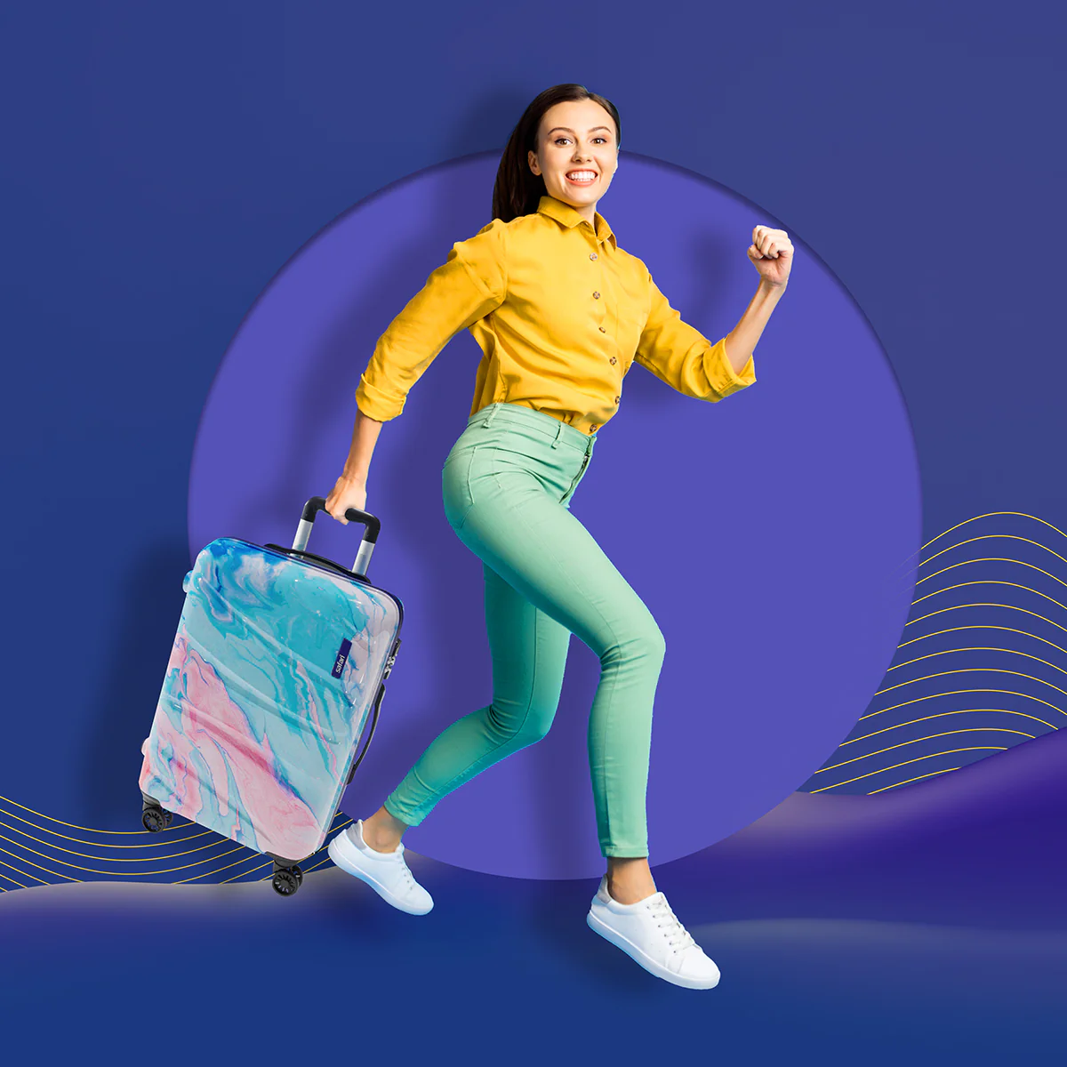 Safari Hue Printed Trolley Bag with Dual Wheels - Image 8