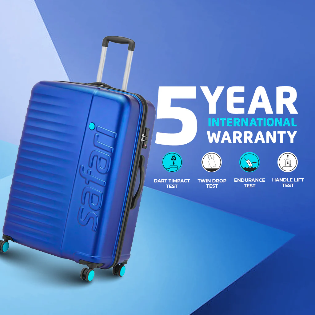 Safari Ignite Blue Anti Theft Trolley Bag with TSA lock and Dual Wheels - Image 9