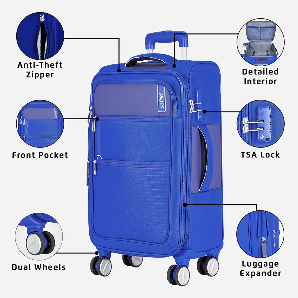 Safari Jetsetter Blue Trolley Bag with Dual Wheels & TSA Lock - Image 18