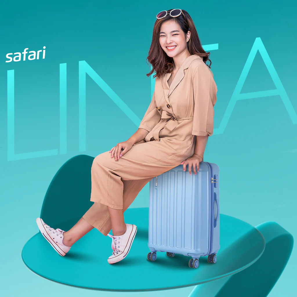 Safari Linea Pearl Blue Trolley Bag with Dual Wheels - Image 39