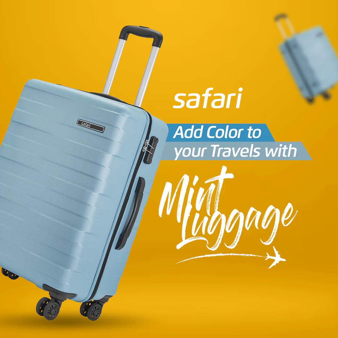 Safari Mint Pearl Blue Trolley Bag with Dual Wheels - Image 26