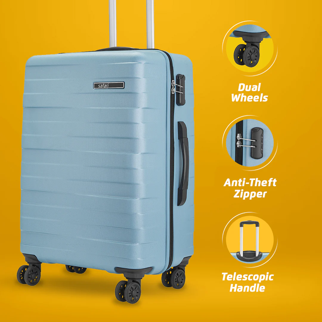 Safari Mint Pearl Blue Trolley Bag with Dual Wheels - Image 4