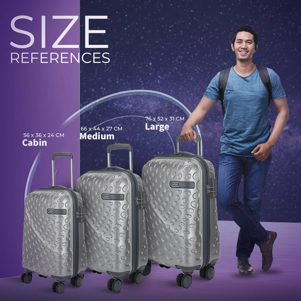 Safari Orbit Set of 3 Silver Trolley Bags with Dual Wheels & Anti Theft Zipper - Image 9