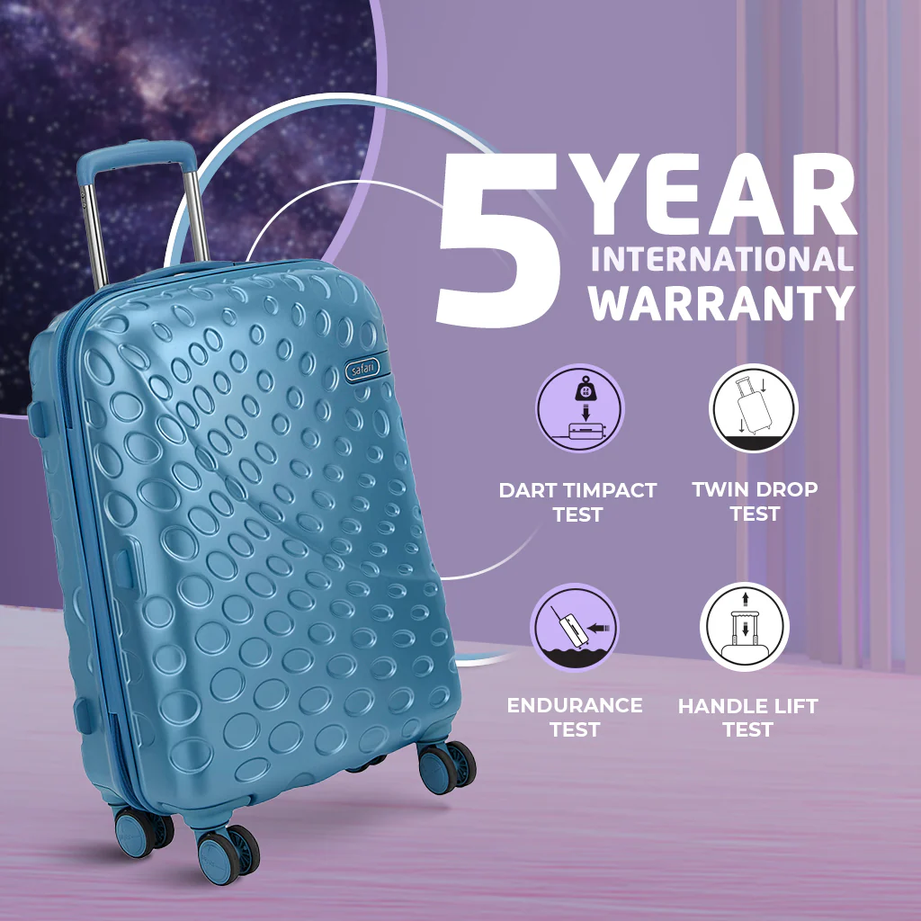 Safari Orbit Pearl Blue Trolley Bag with Premium Interior, Wet Pouch & Anti Theft Zipper - Image 9