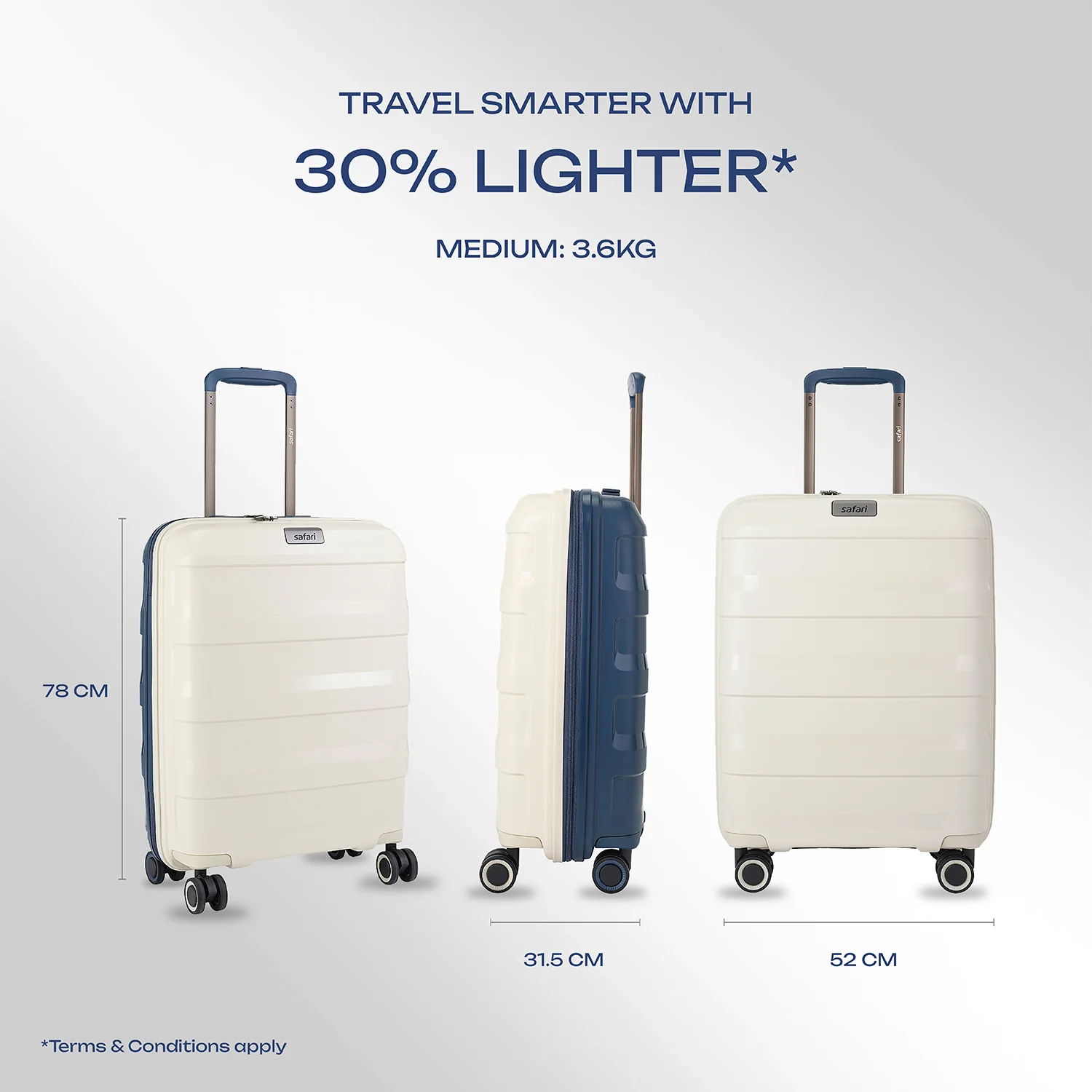 Safari Aeroglide Trolley Bag with TSA lock and Anti-Theft Zipper White - Image 16