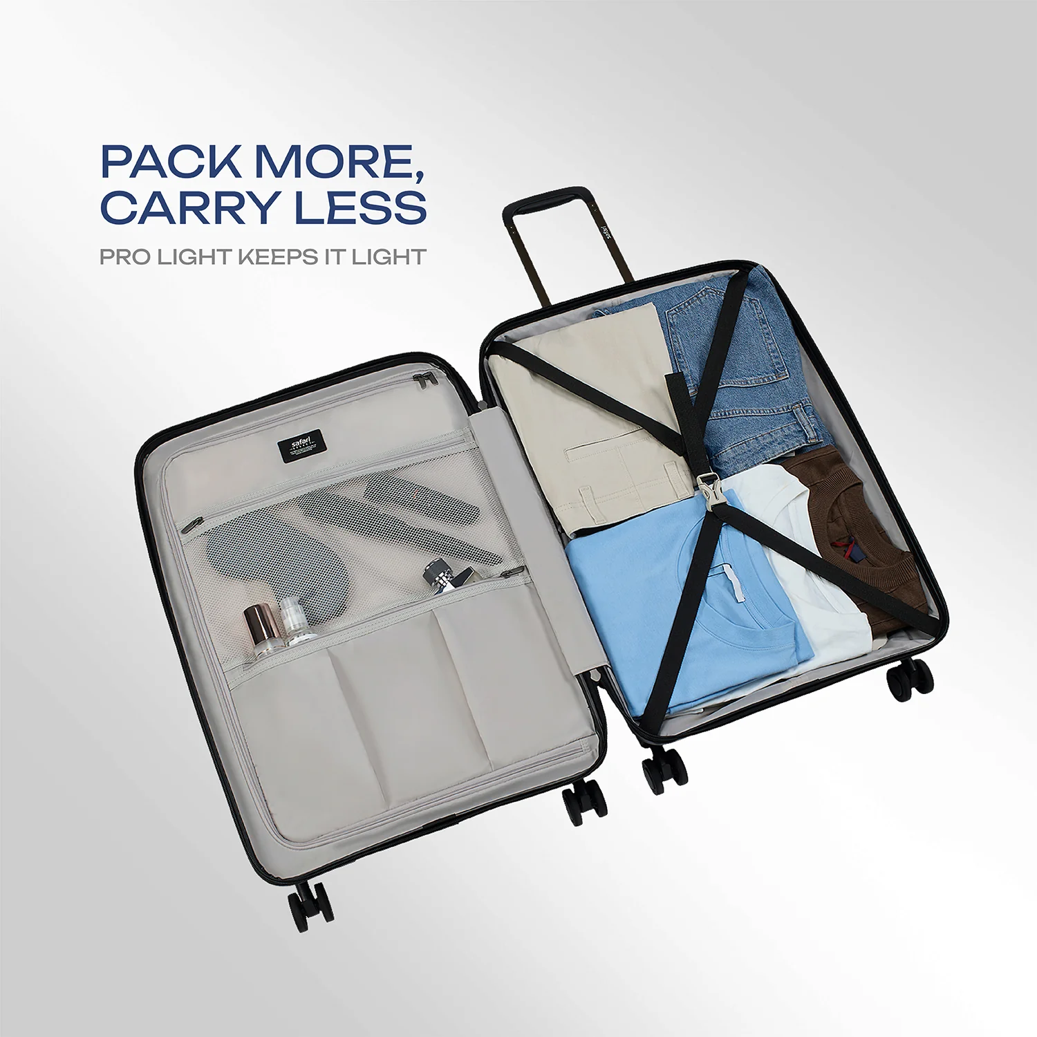 Safari Aeroglide Trolley Bag with TSA lock and Anti-Theft Zipper White - Image 3