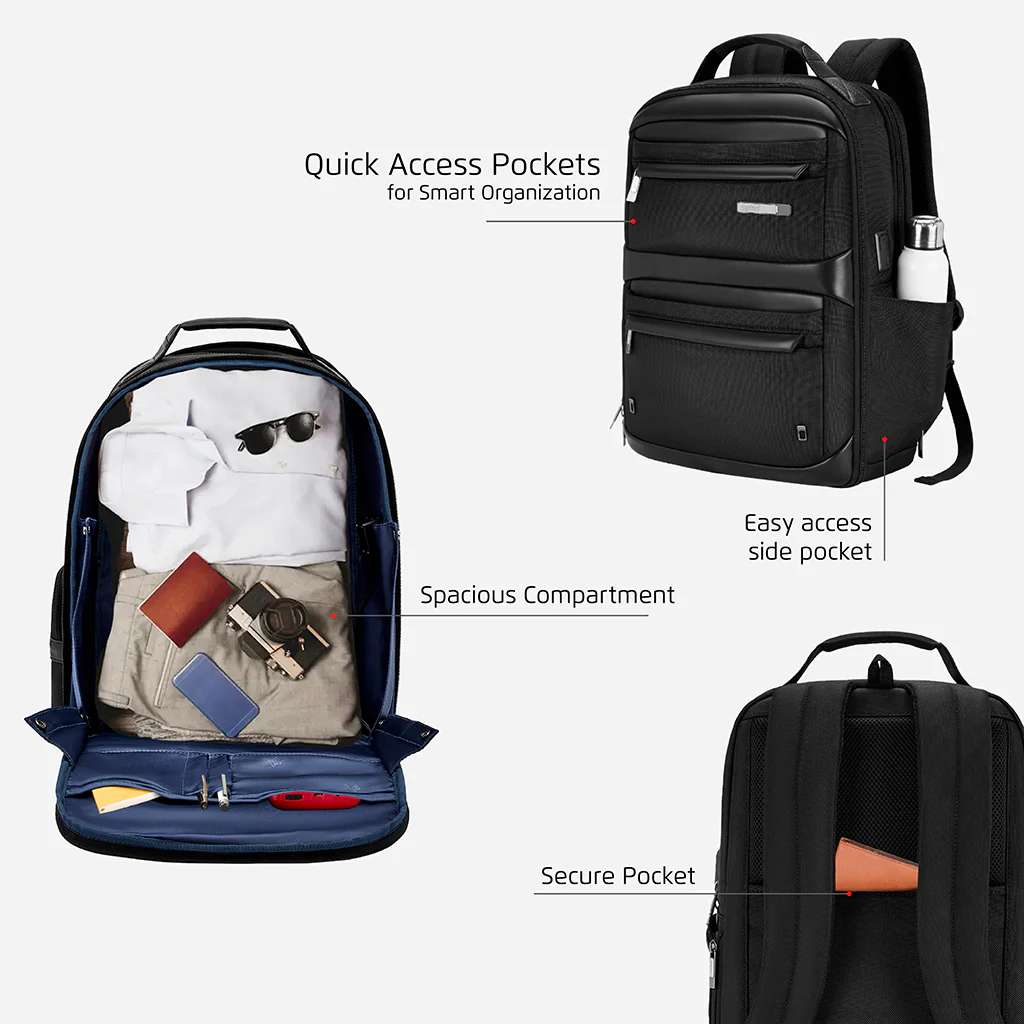 Safari Astral 27L Black Formal Backpack with Laptop Sleeve - Image 3