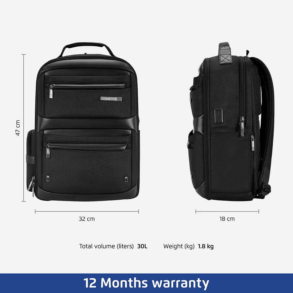 Safari Astral 27L Black Formal Backpack with Laptop Sleeve - Image 6