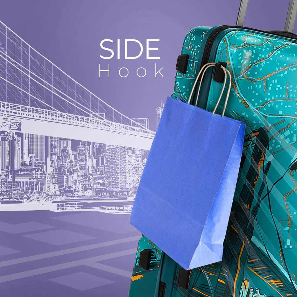 Safari Brooklyn Printed Teal Trolley Bag with TSA Lock, Dual wheels, Side Hooks and Wet Pouch - Image 5