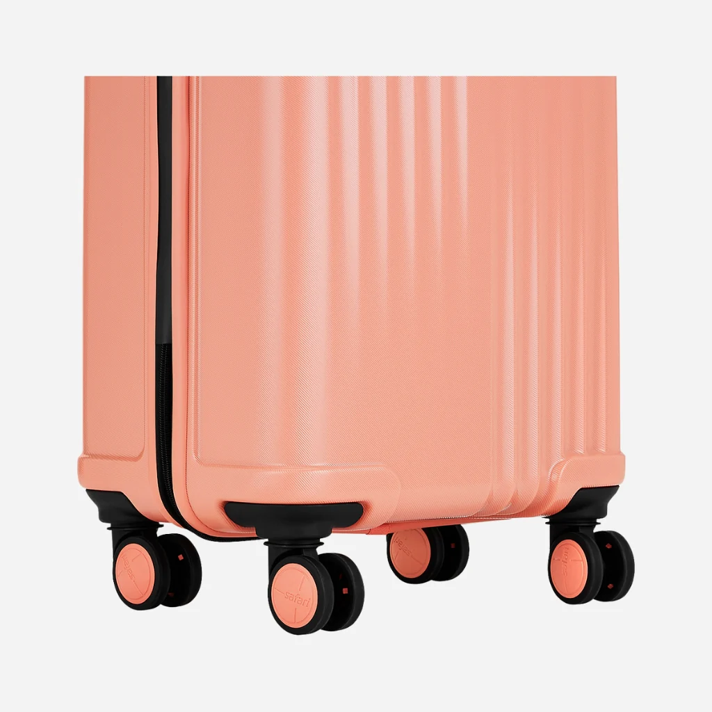 Safari City Miles Mud Coral Trolley Bag with Anti-theft Zipper and Dual Wheels - Image 13