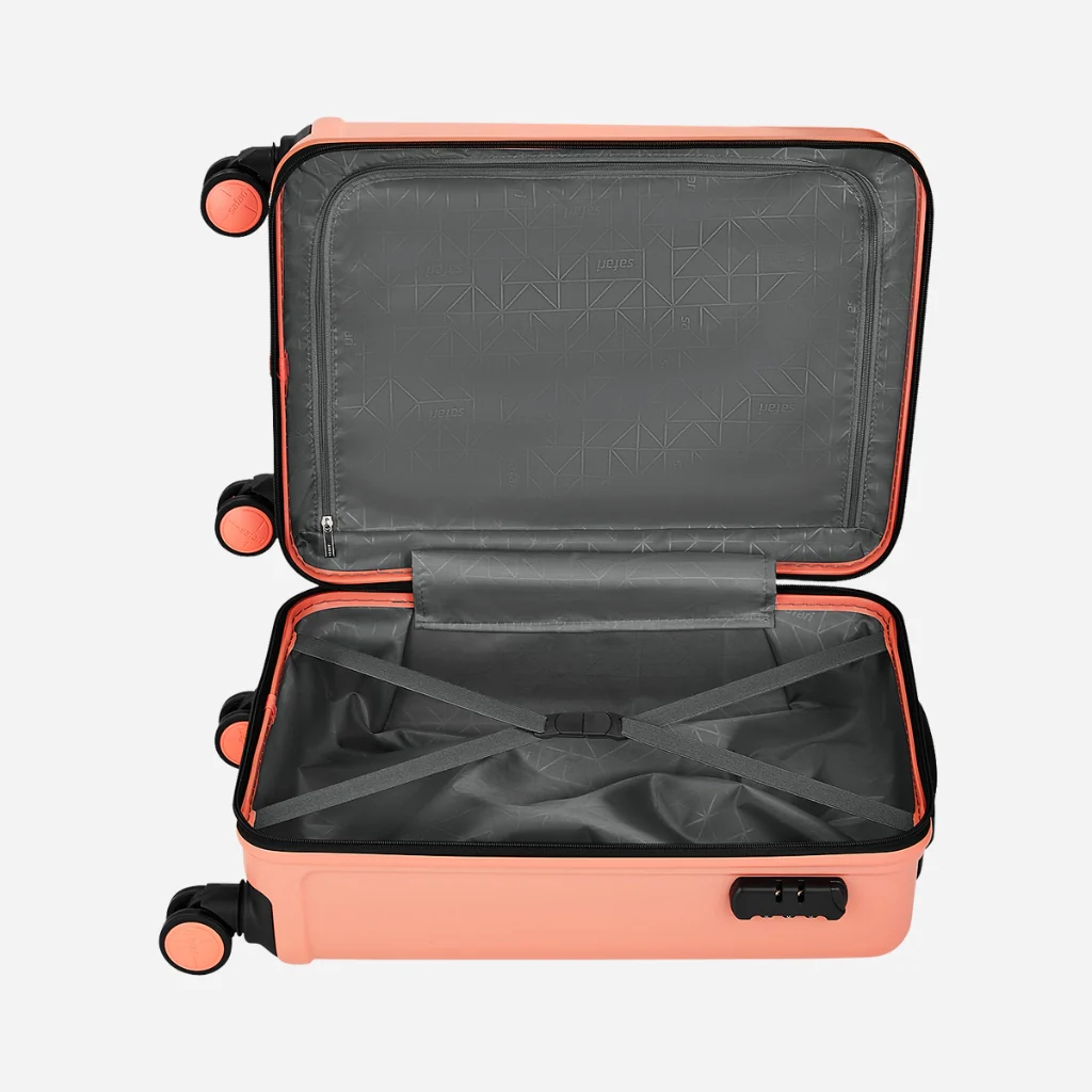 Safari City Miles Mud Coral Trolley Bag with Anti-theft Zipper and Dual Wheels - Image 14