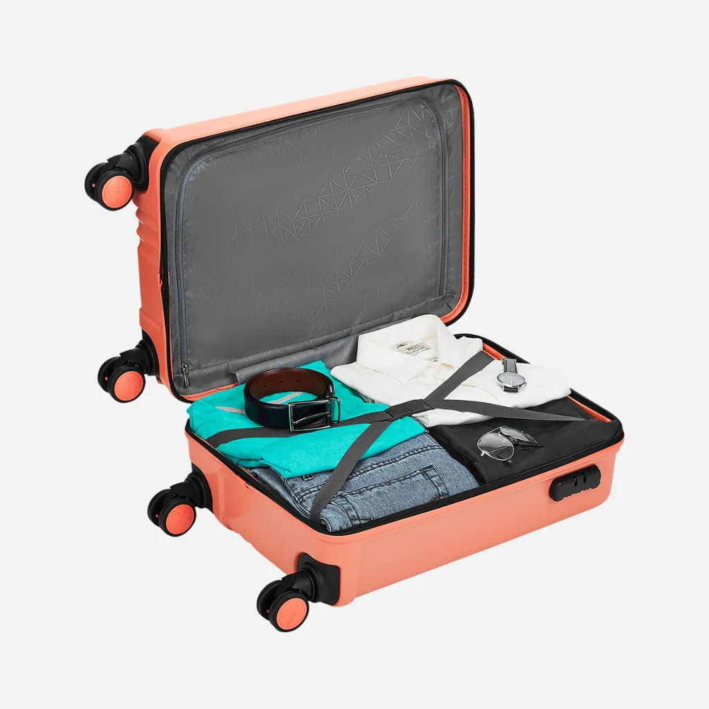 Safari City Miles Mud Coral Trolley Bag with Anti-theft Zipper and Dual Wheels - Image 15