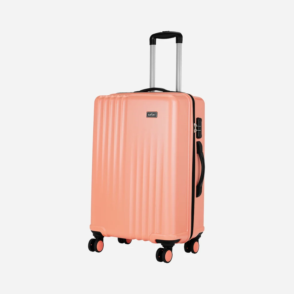 Safari City Miles Mud Coral Trolley Bag with Anti-theft Zipper and Dual Wheels - Image 16