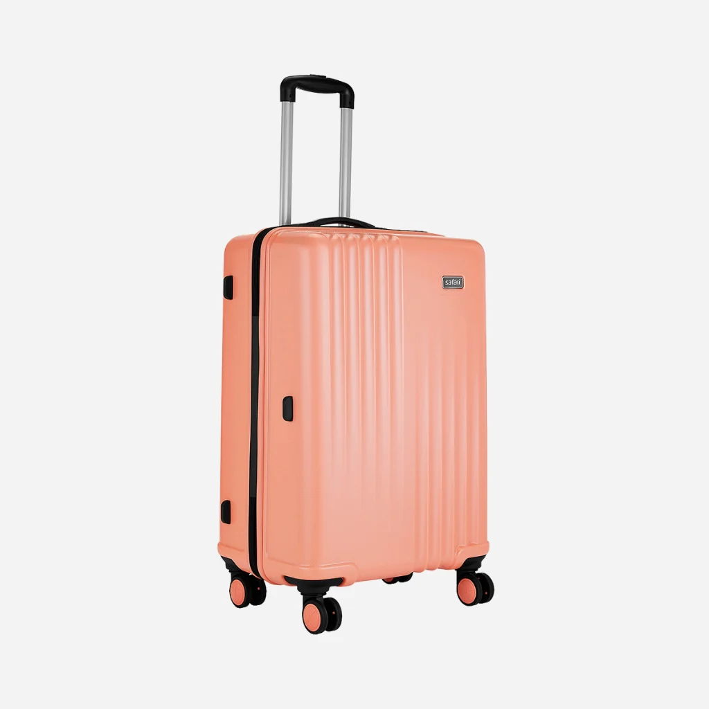 Safari City Miles Mud Coral Trolley Bag with Anti-theft Zipper and Dual Wheels - Image 25