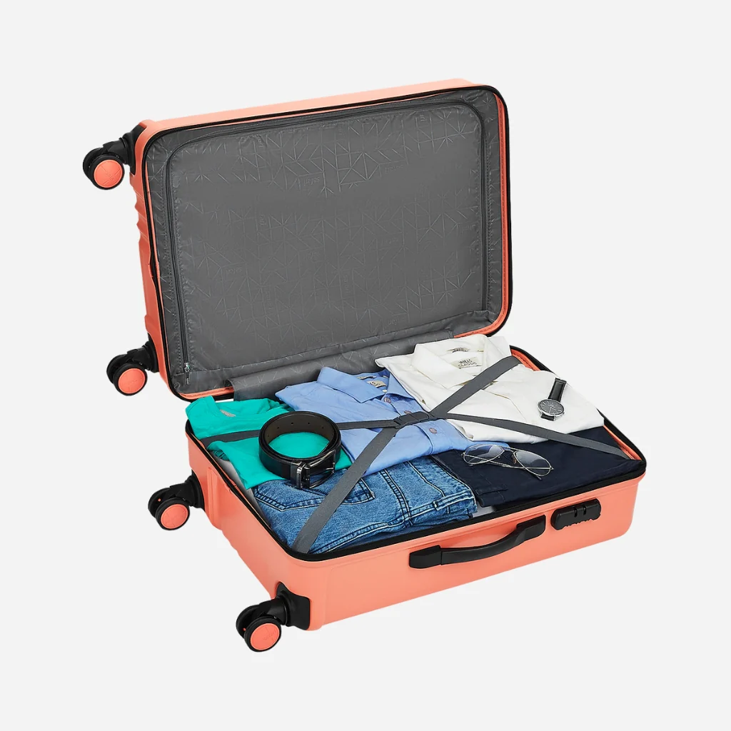 Safari City Miles Mud Coral Trolley Bag with Anti-theft Zipper and Dual Wheels - Image 30