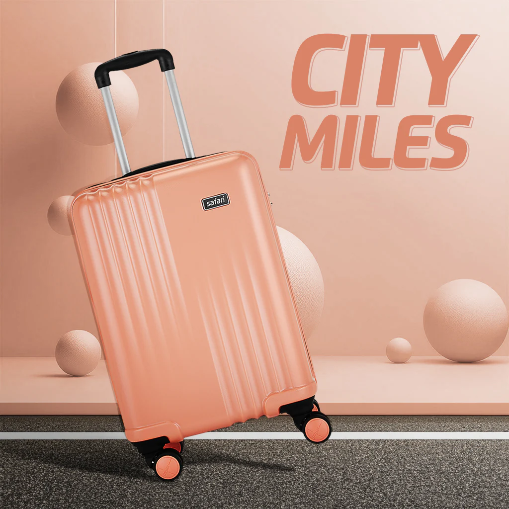 Safari City Miles Mud Coral Trolley Bag with Anti-theft Zipper and Dual Wheels - Image 32