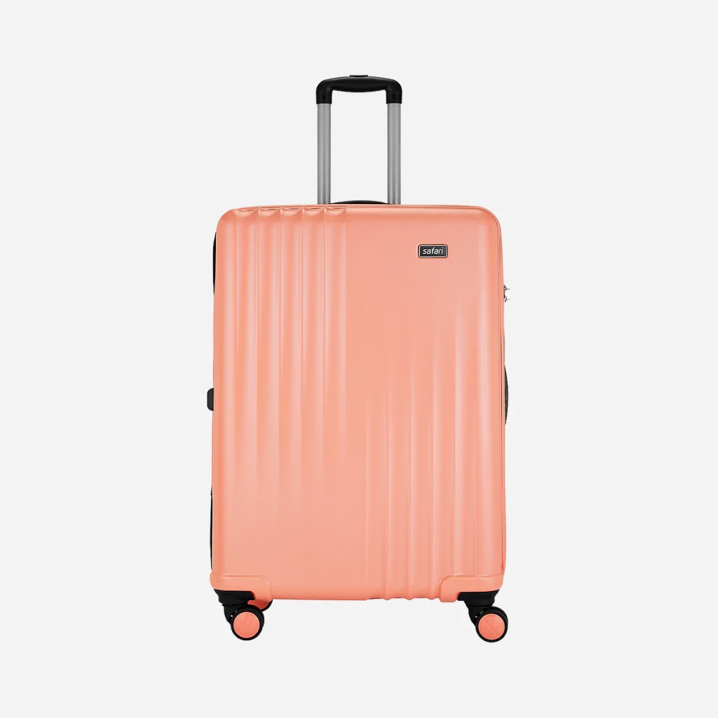 Safari City Miles Mud Coral Trolley Bag with Anti-theft Zipper and Dual Wheels - Image 39