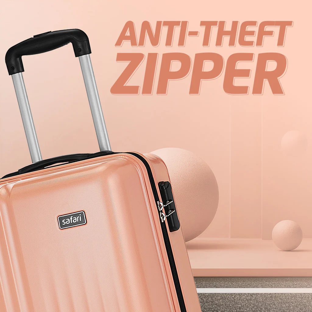 Safari City Miles Mud Coral Trolley Bag with Anti-theft Zipper and Dual Wheels - Image 4