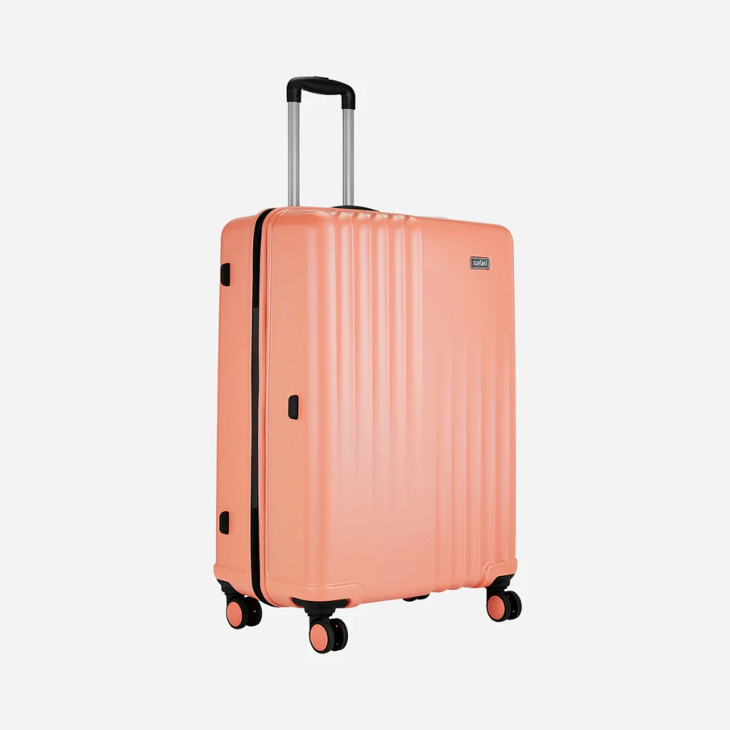 Safari City Miles Mud Coral Trolley Bag with Anti-theft Zipper and Dual Wheels - Image 40