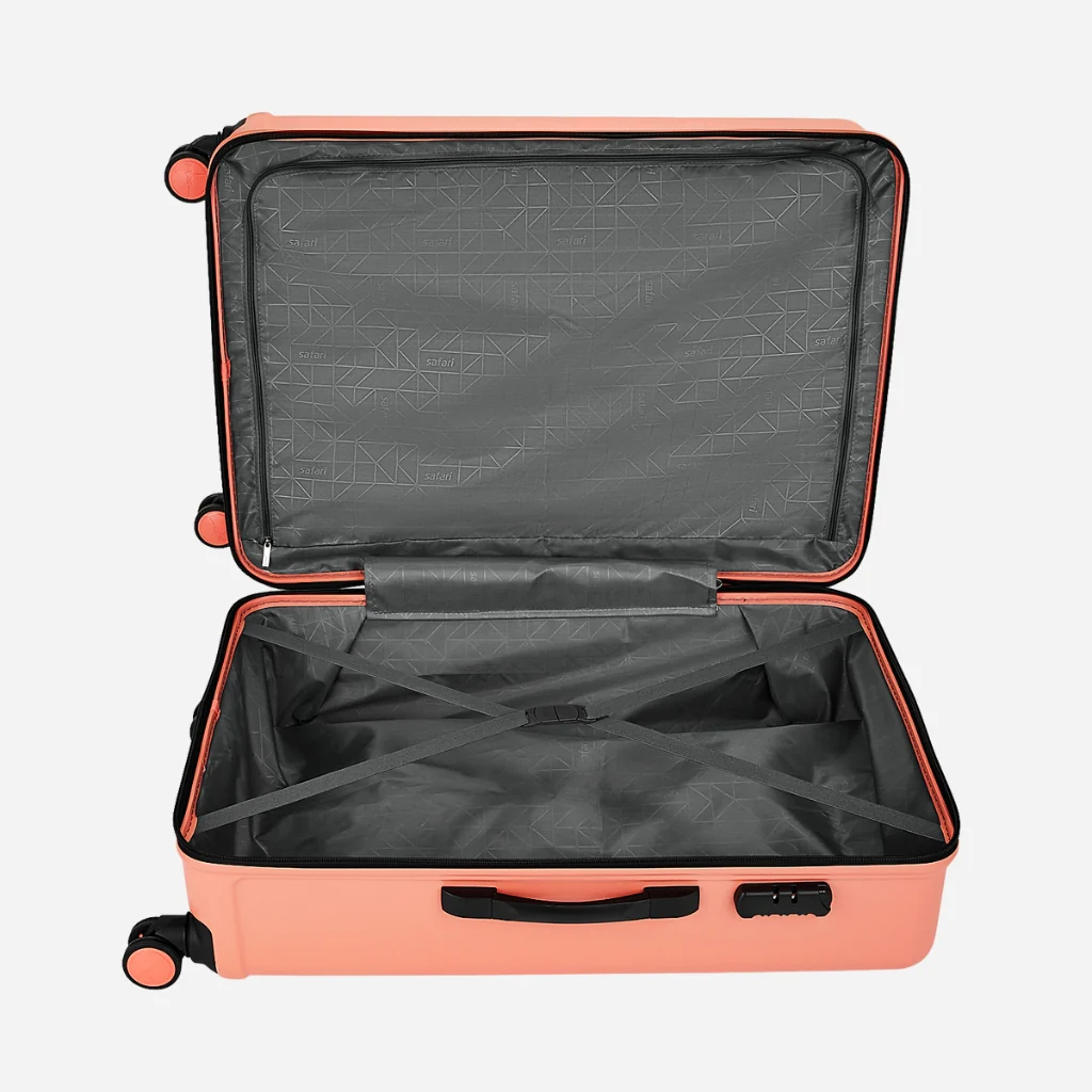 Safari City Miles Mud Coral Trolley Bag with Anti-theft Zipper and Dual Wheels - Image 44