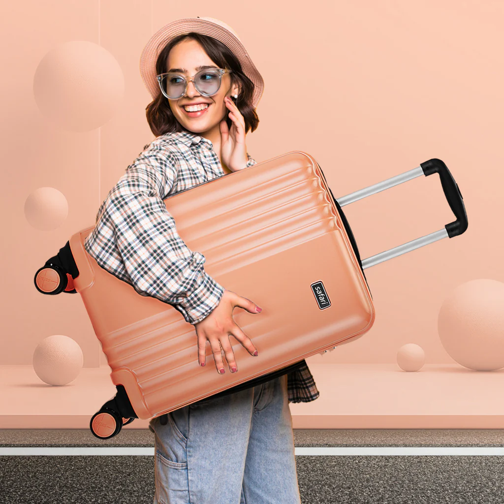 Safari City Miles Mud Coral Trolley Bag with Anti-theft Zipper and Dual Wheels - Image 6