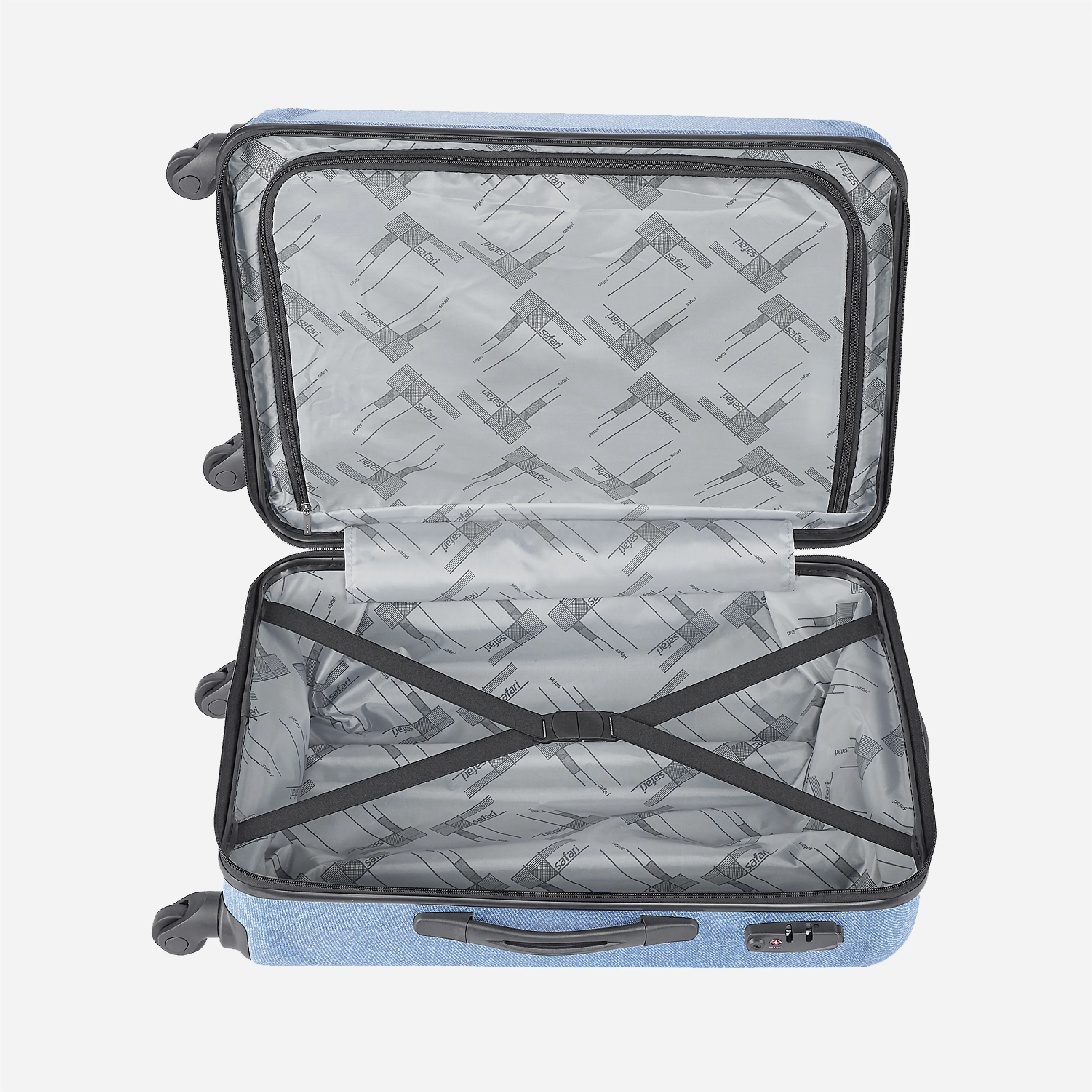 Safari Denim Pro Blue Trolley Bag with Dual Wheels - Image 9