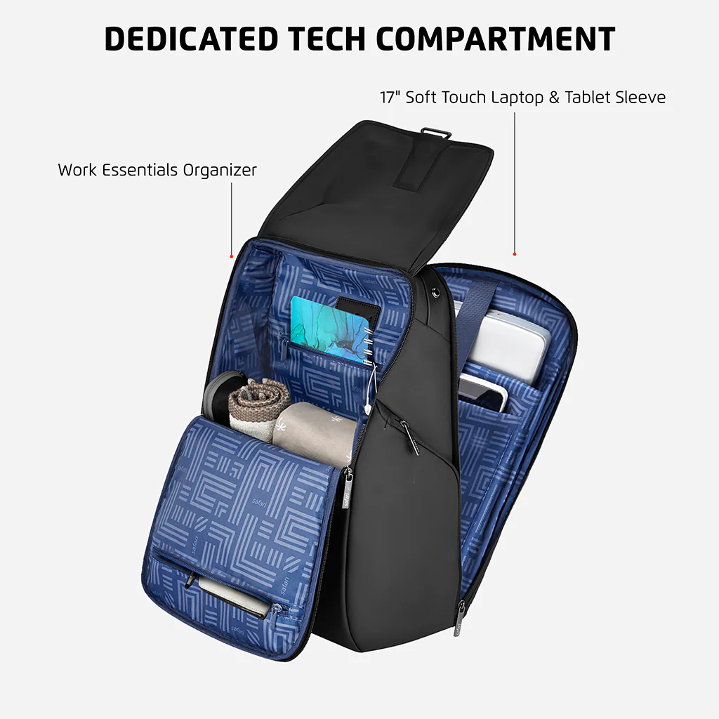 Safari Enigma 27L Black Formal Backpack with Laptop Sleeve - Image 4