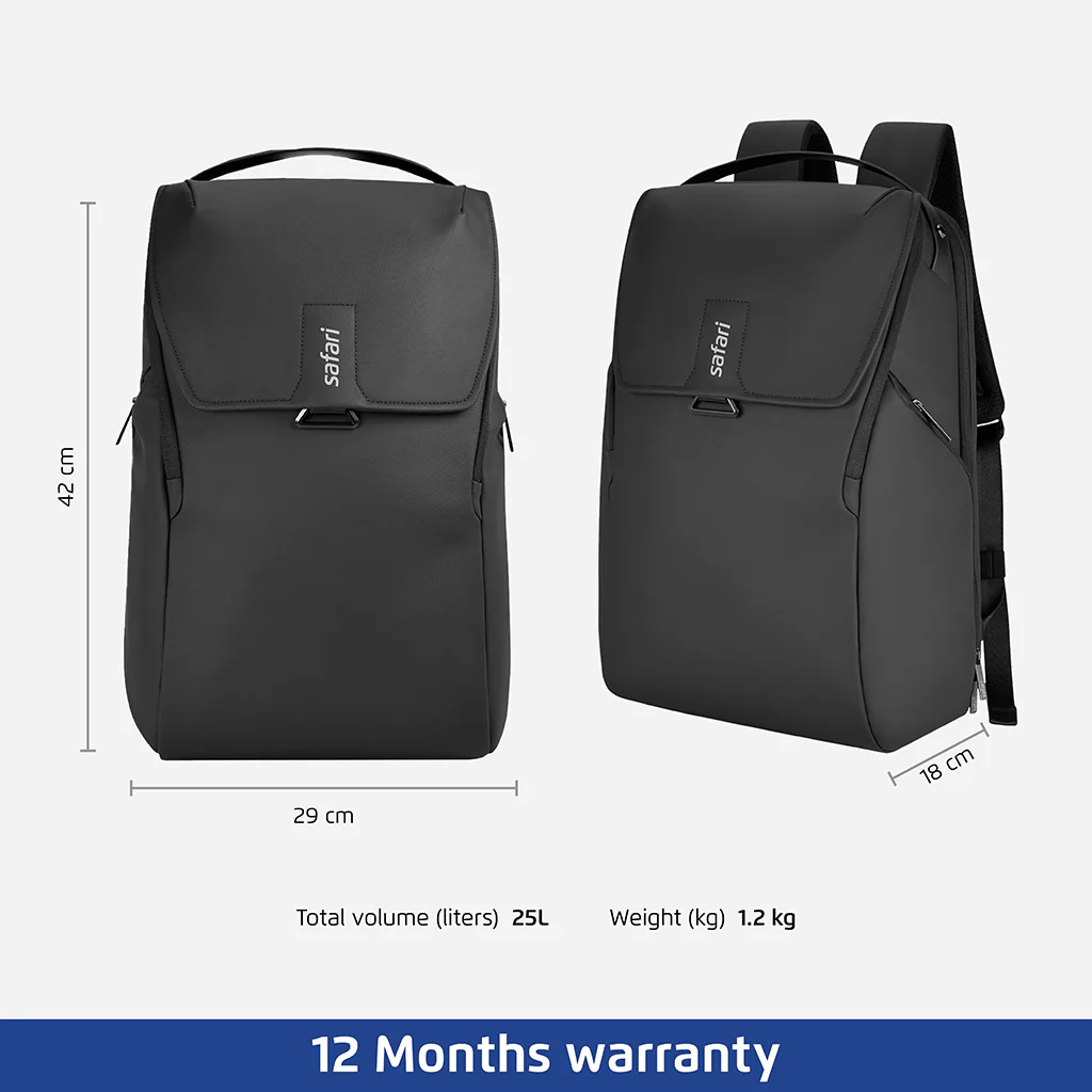 Safari Enigma 27L Black Formal Backpack with Laptop Sleeve - Image 6