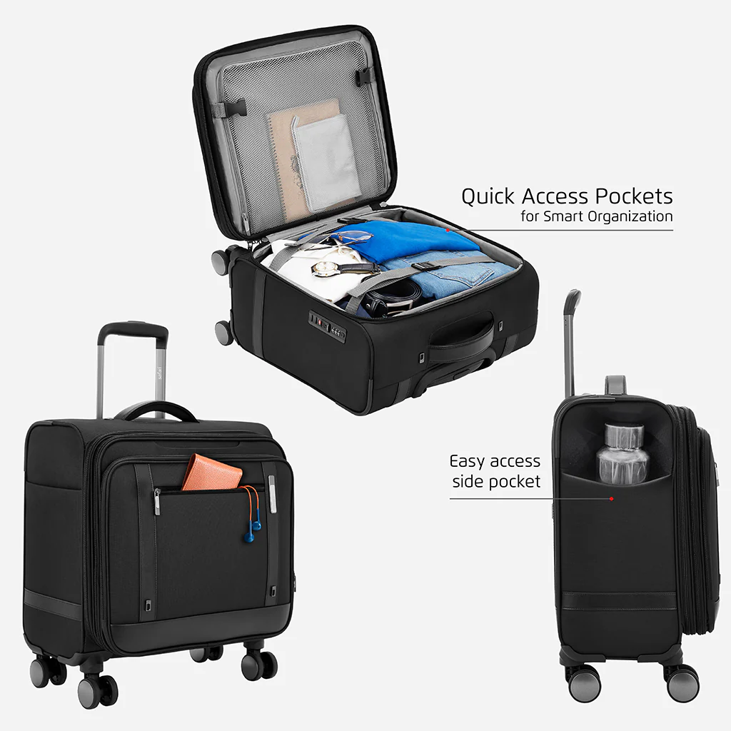 Safari Falcon Black Overnighter Laptop Trolley Bag with TSA Lock and Detailed Interior. - Image 3