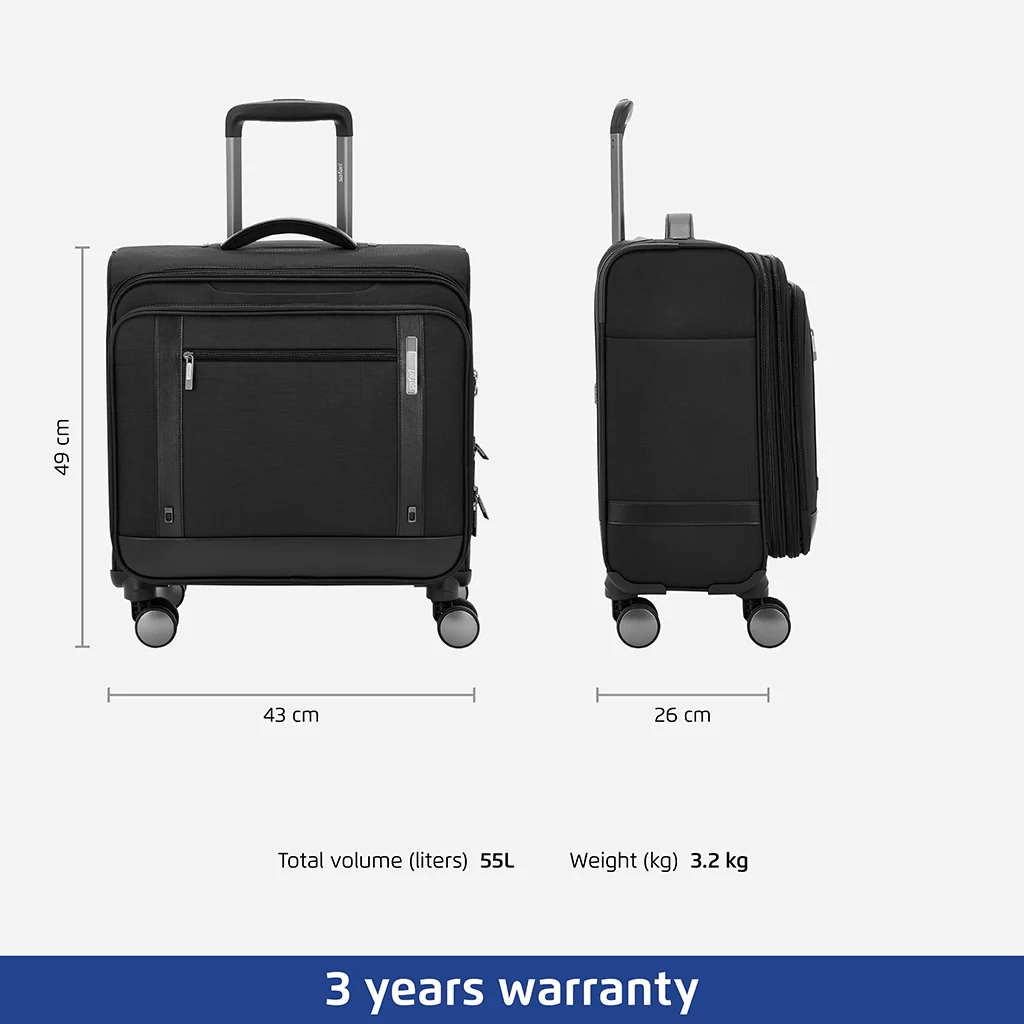 Safari Falcon Black Overnighter Laptop Trolley Bag with TSA Lock and Detailed Interior. - Image 6