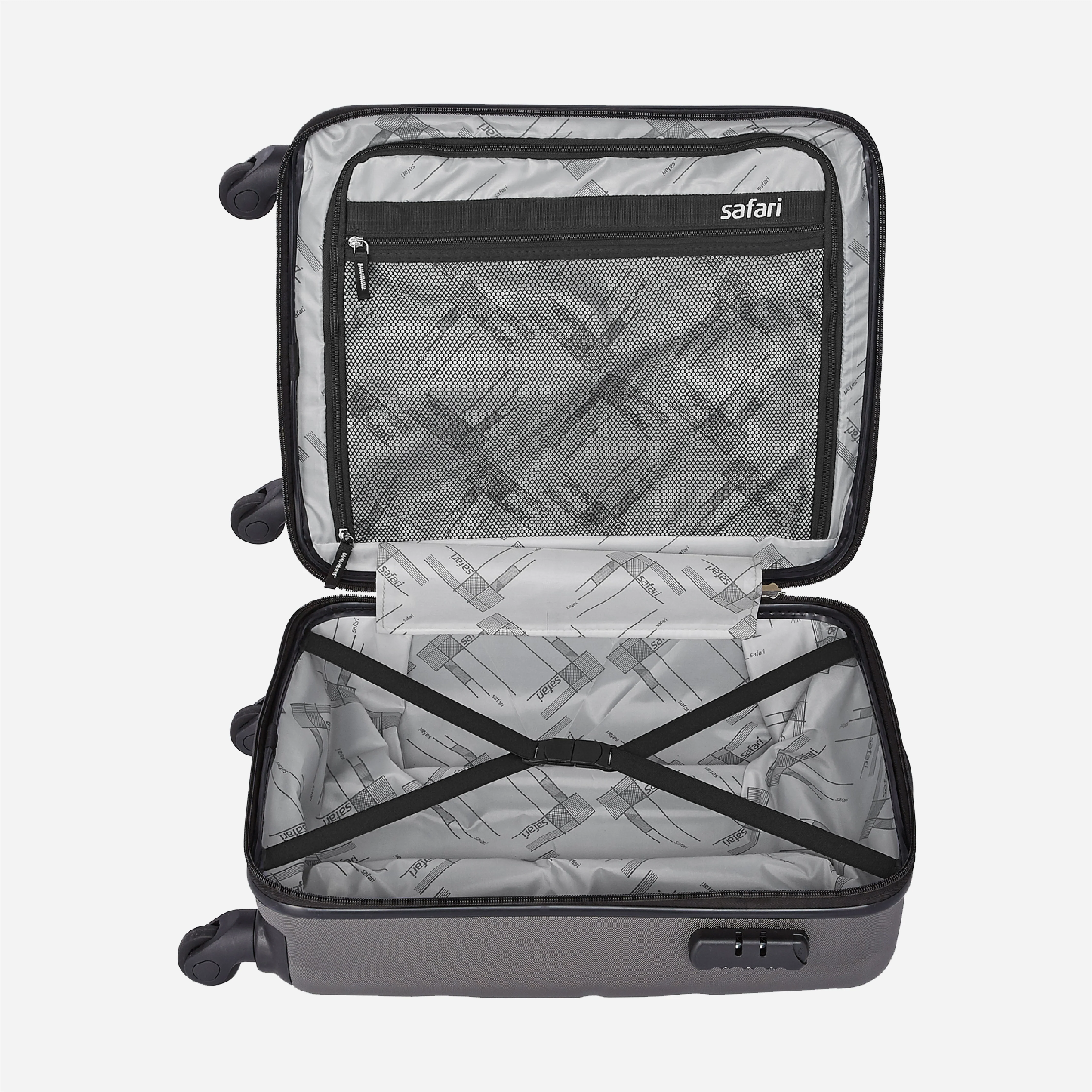 Safari Flo Secure Gun Metal Trolley Bag with 360° Wheels - Image 15