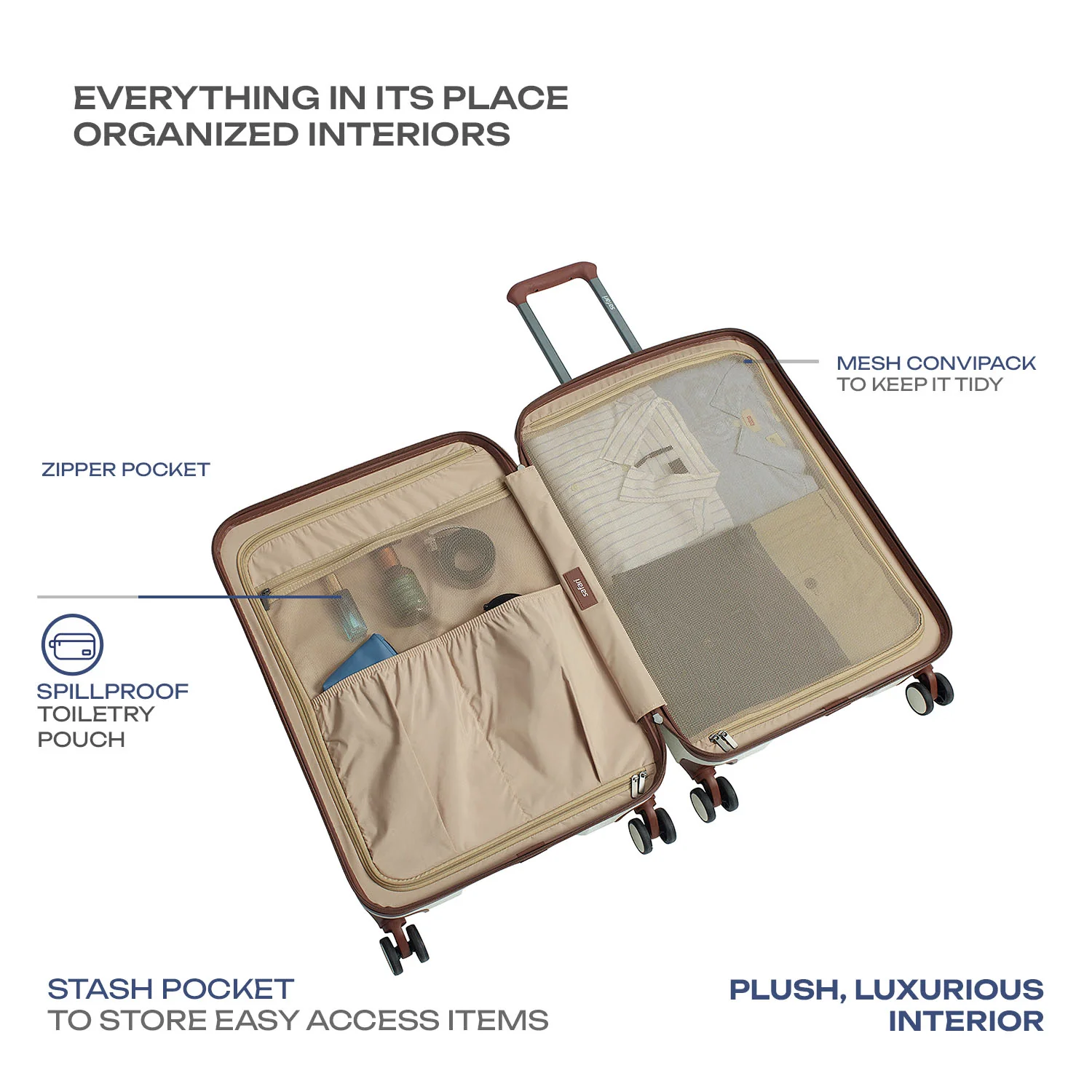 Safari Heritage Trolley Bag with Scratch Resistant Texture, TSA lock and Anti-Theft Zipper Ivory - Image 18