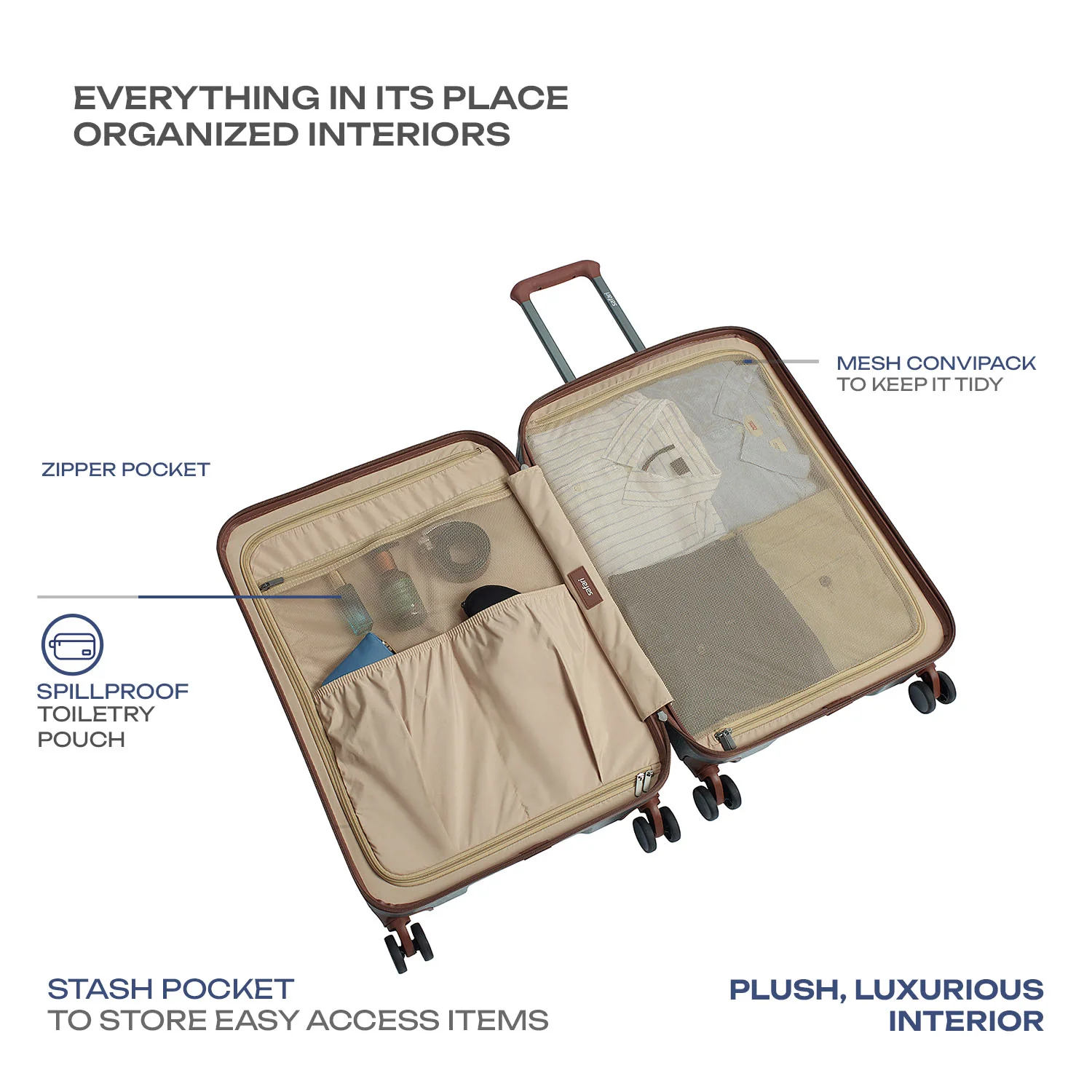 Safari Heritage Trolley Bag with Scratch Resistant Texture, TSA lock and Anti-Theft Zipper Opal Grey - Image 11