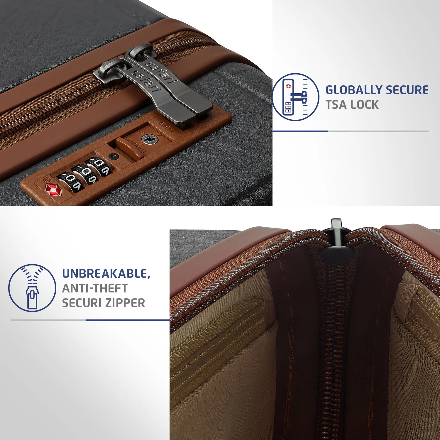 Safari Heritage Trolley Bag with Scratch Resistant Texture, TSA lock and Anti-Theft Zipper Opal Grey - Image 6