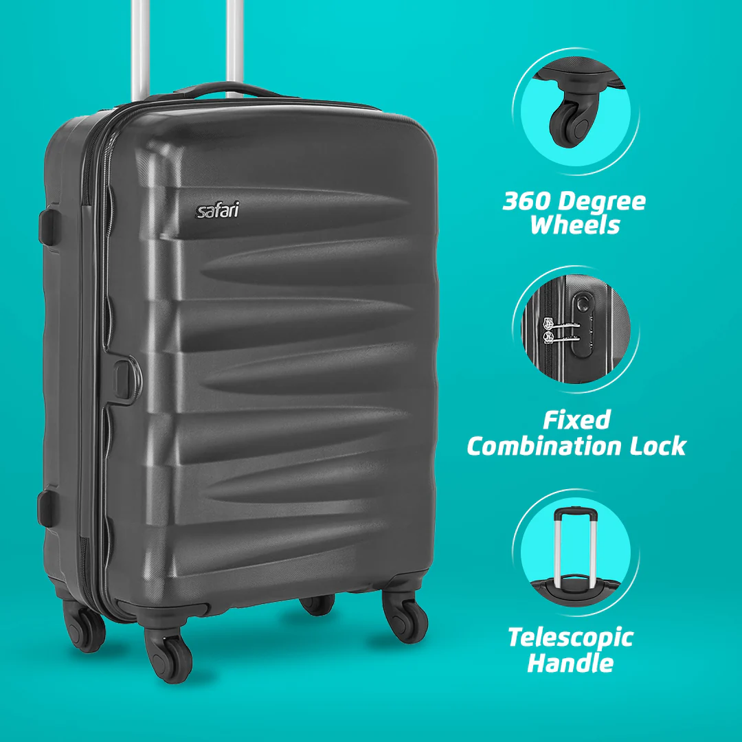 Safari Ngage Set of 3 Gun Metal Trolley Bags with 360° Wheels - Image 3