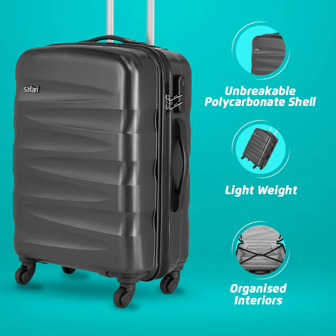 Safari Ngage Set of 3 Gun Metal Trolley Bags with 360° Wheels - Image 4