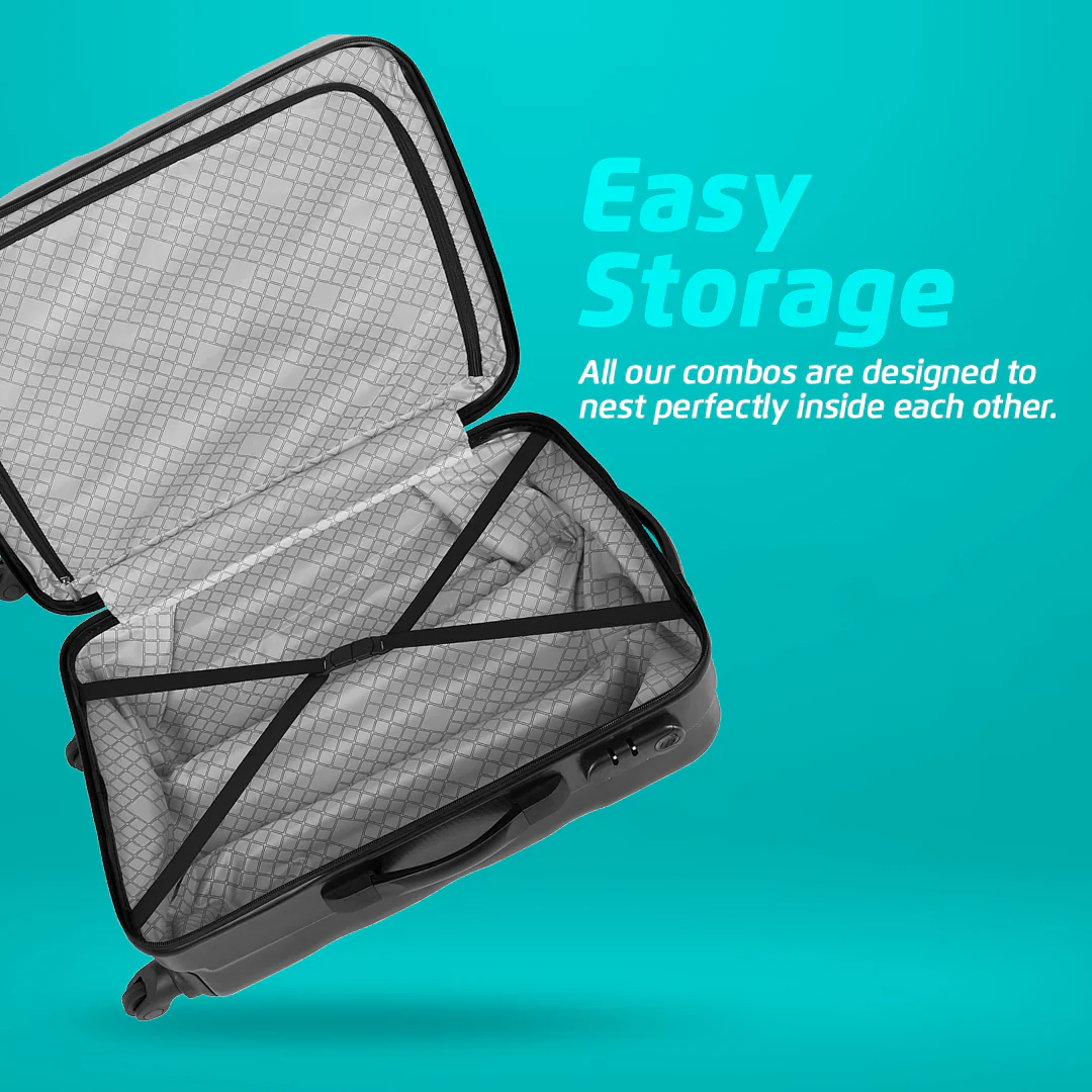 Safari Ngage Set of 3 Gun Metal Trolley Bags with 360° Wheels - Image 6