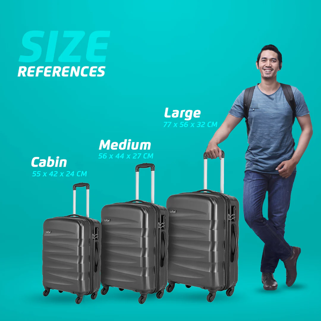 Safari Ngage Set of 3 Gun Metal Trolley Bags with 360° Wheels - Image 8